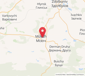 Map of Mizoch, Rivne