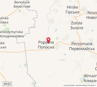 Map of Popasna, Luhansk