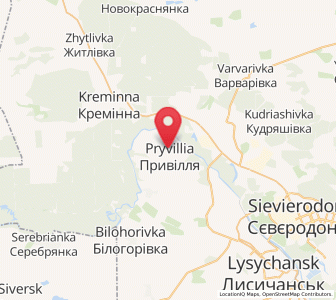 Map of Pryvillia, Luhansk