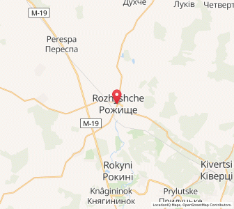 Map of Rozhyshche, Volyn