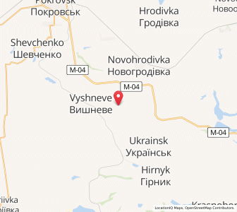 Map of Selydove, Donetsk