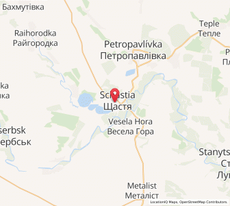 Map of Shchastia, Luhansk