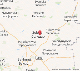 Map of Soledar, Donetsk