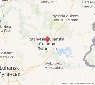 Map of Stanytsia Luhanska, Luhansk