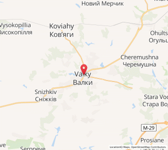 Map of Valky, Kharkiv