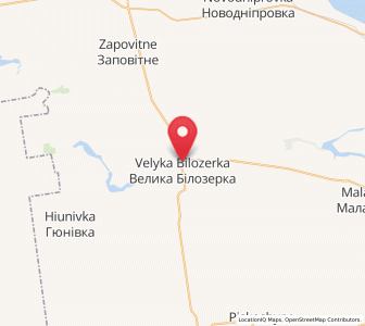 Map of Velyka Bilozerka, Zaporizhzhia