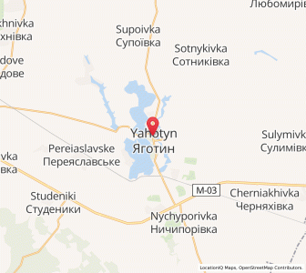 Map of Yahotyn, Kiev