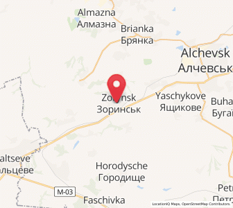 Map of Zorynsk, Luhansk