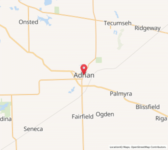 Map of Adrian, Michigan