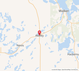 Map of Akeley, Minnesota