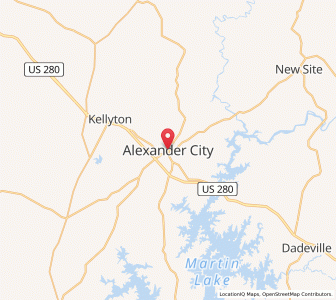 Map of Alexander City, Alabama
