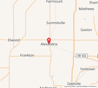 Map of Alexandria, Indiana