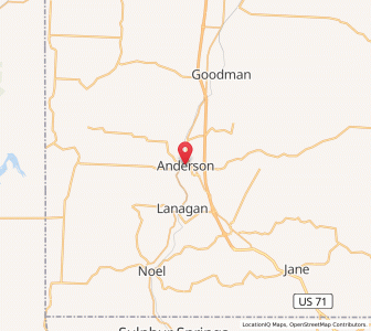 Map of Anderson, Missouri