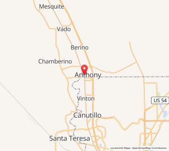 Map of Anthony, New Mexico