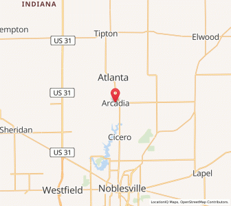 Map of Arcadia, Indiana