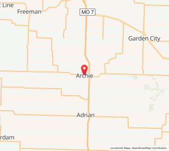 Map of Archie, Missouri
