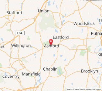 Map of Ashford, Connecticut