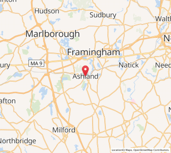 Map of Ashland, Massachusetts
