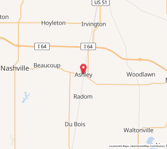 Map of Ashley, Illinois