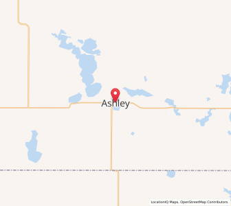 Map of Ashley, North Dakota