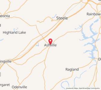 Map of Ashville, Alabama