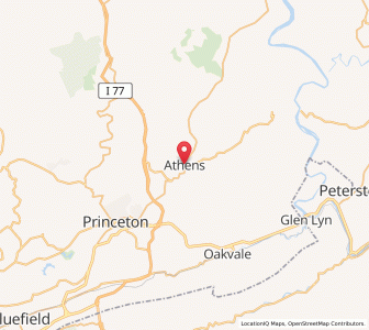 Map of Athens, West Virginia