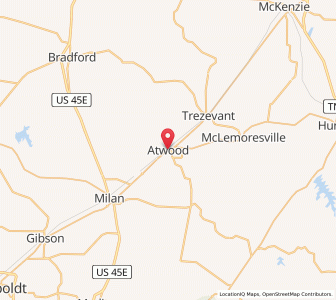 Map of Atwood, Tennessee