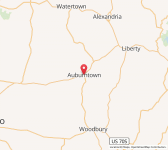Map of Auburntown, Tennessee