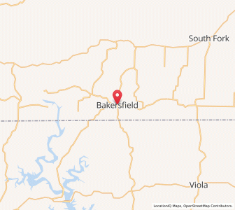 Map of Bakersfield, Missouri