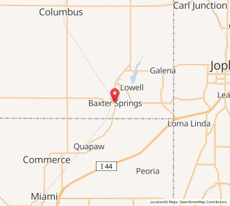Map of Baxter Springs, Kansas