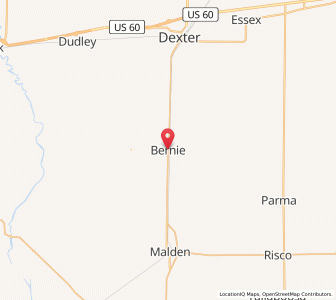 Map of Bernie, Missouri