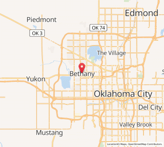 Map of Bethany, Oklahoma