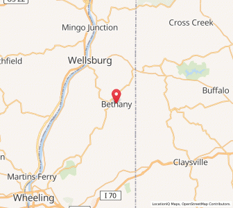 Map of Bethany, West Virginia