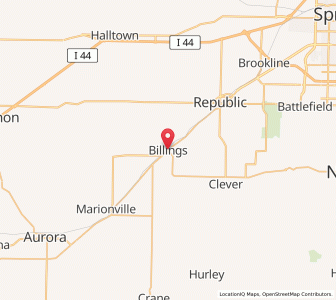 Map of Billings, Missouri