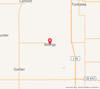 Map of Billings, Oklahoma