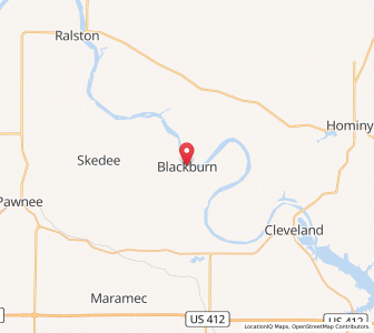 Map of Blackburn, Oklahoma