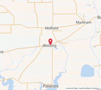 Map of Blessing, Texas