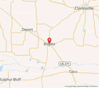 Map of Bogata, Texas