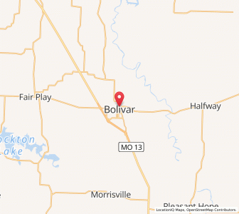 Map of Bolivar, Missouri
