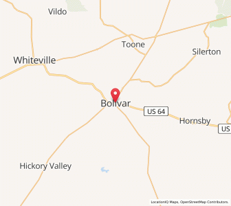 Map of Bolivar, Tennessee