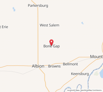 Map of Bone Gap, Illinois