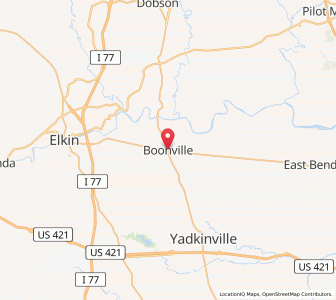 Map of Boonville, North Carolina