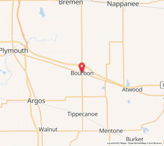 Map of Bourbon, Indiana