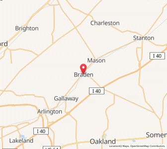 Map of Braden, Tennessee