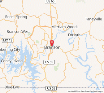 Map of Branson, Missouri