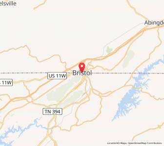 Map of Bristol, Tennessee