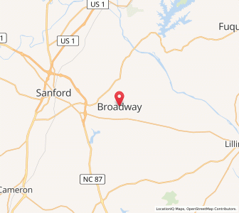 Map of Broadway, North Carolina