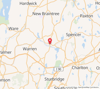 Map of Brookfield, Massachusetts