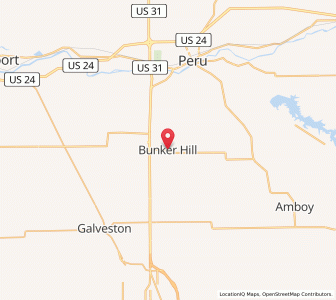 Map of Bunker Hill, Indiana