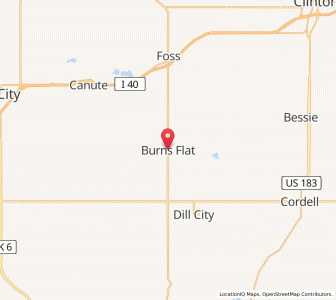 Map of Burns Flat, Oklahoma